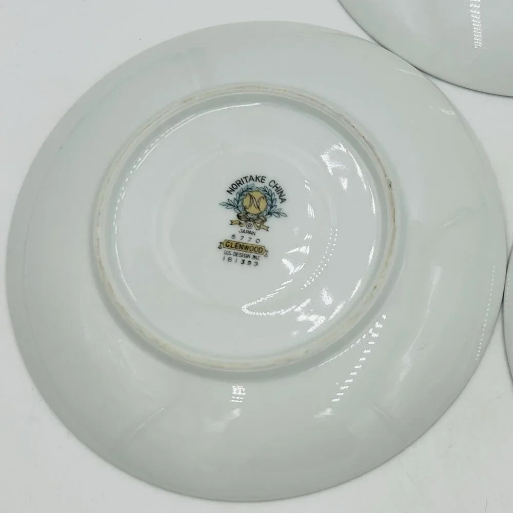 Noritake Glenwood 5770 China Saucers Japan Set Of 5 Pink Roses Platinum